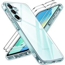 M.TK Moveteck Samsung Galaxy A16 Kılıf Kamera Çıkıntılı Korumalı Yumuşak Şeffaf Silikon + 9h Ekran Koruyucu Cam Set 2in1