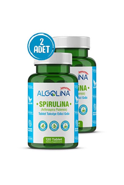 Spirulina 120 Tablet 600 Mg Bitkisel Protein - Takviye Edici Gıda (2 ADET)