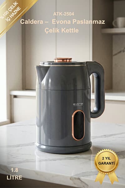 Caldera – Premium Parlak Gri Kettle Su Isıtıcısı - Dayanıklı Ve Zarif