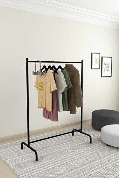 Konfeksiyon Askısı Ayaklı Askılık Elbise Askılığı Siyah